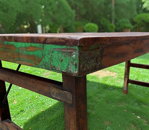 Reclaimed Wood Folding Table (68x22) Rustic Wood Dining Kitchen Island B145