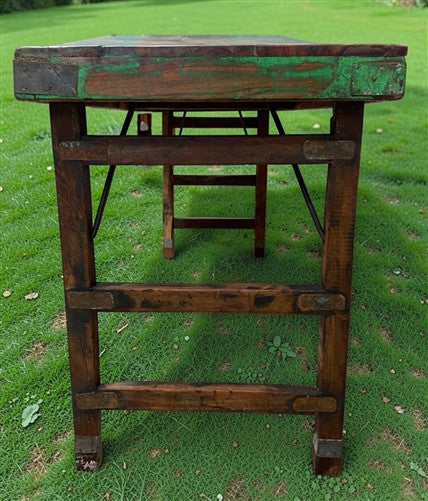 Reclaimed Wood Folding Table (68x22) Rustic Wood Dining Kitchen Island B145