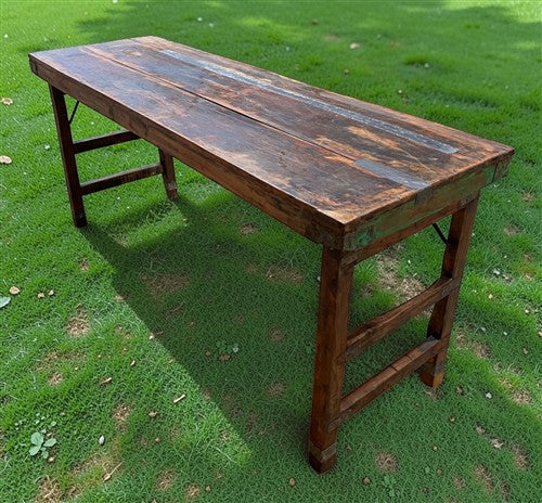Reclaimed Wood Folding Table (68x22) Rustic Wood Dining Kitchen Island B145