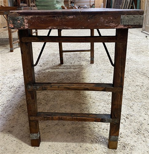 Reclaimed Wood Folding Table (69x22.25) Rustic Wood Dining Kitchen Island B146
