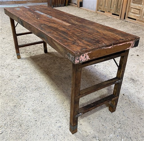 Reclaimed Wood Folding Table (69x22.25) Rustic Wood Dining Kitchen Island B146
