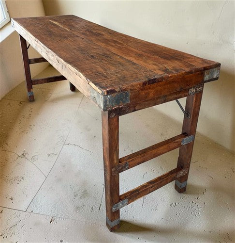 Reclaimed Wood Folding Table (68x22) Rustic Wood Dining Kitchen Island B148