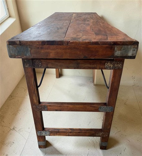 Reclaimed Wood Folding Table (68x22) Rustic Wood Dining Kitchen Island B148