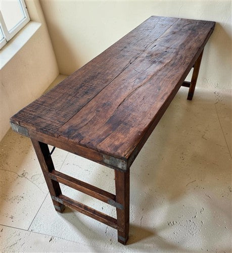 Reclaimed Wood Folding Table (68x22) Rustic Wood Dining Kitchen Island B148