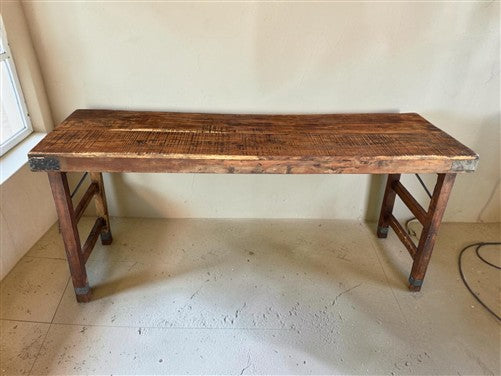 Reclaimed Wood Folding Table (68x22) Rustic Wood Dining Kitchen Island B148