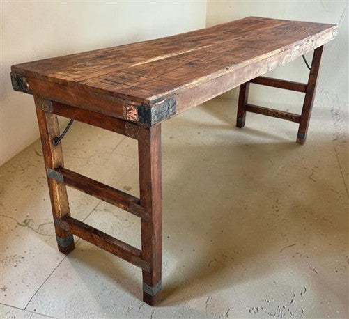 Reclaimed Wood Folding Table (68x22) Rustic Wood Dining Kitchen Island B148