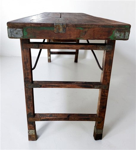 Reclaimed Wood Folding Table (68x22.25) Rustic Wood Dining Kitchen Island B149