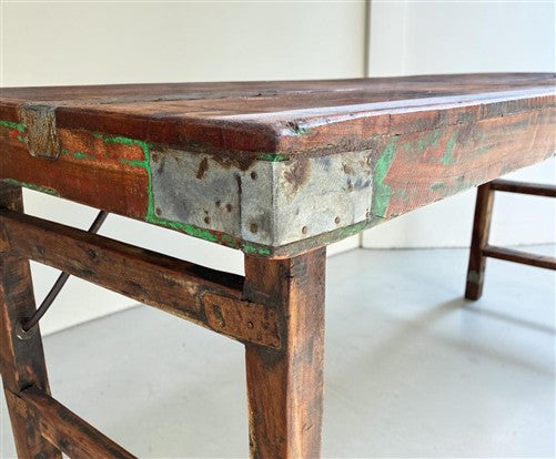 Reclaimed Wood Folding Table (68x22.25) Rustic Wood Dining Kitchen Island B149