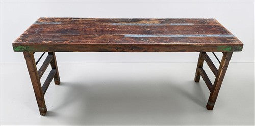 Reclaimed Wood Folding Table (68.5x22) Rustic Wood Dining Kitchen Island B151