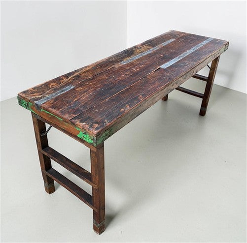 Reclaimed Wood Folding Table (68.5x22) Rustic Wood Dining Kitchen Island B151