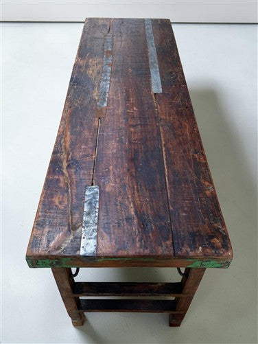 Reclaimed Wood Folding Table (68.5x22) Rustic Wood Dining Kitchen Island B151