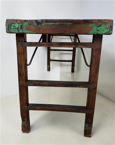 Reclaimed Wood Folding Table (68.5x22) Rustic Wood Dining Kitchen Island B151