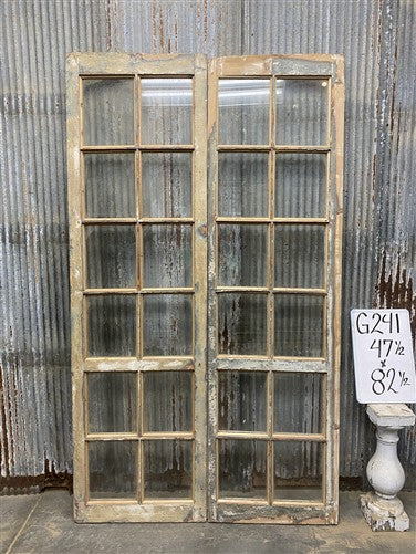 Antique French Double Doors (47.5x82.5) 12 Pane Glass, European Reclaimed G241
