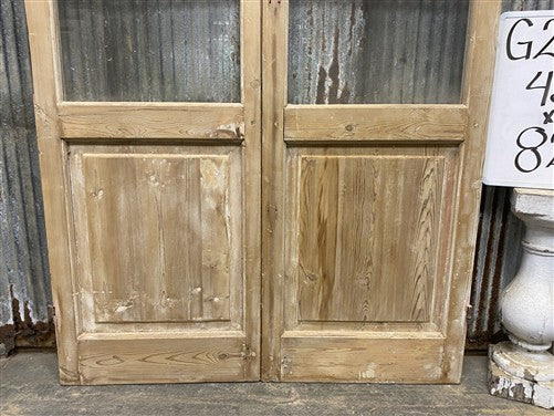 Antique French Double Doors (43x82) 4 Pane Glass, European Reclaimed G243