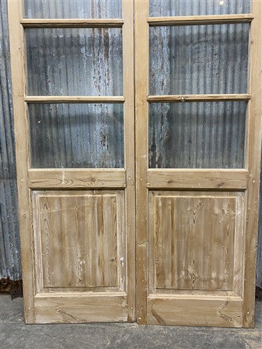 Antique French Double Doors (43x82) 4 Pane Glass, European Reclaimed G243