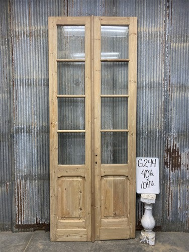 Antique French Double Doors (40.5x104) 4 Pane Glass, European Reclaimed G244