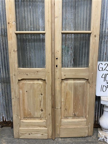 Antique French Double Doors (40.5x104) 4 Pane Glass, European Reclaimed G244