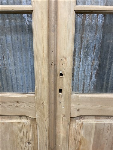 Antique French Double Doors (40.5x104) 4 Pane Glass, European Reclaimed G244