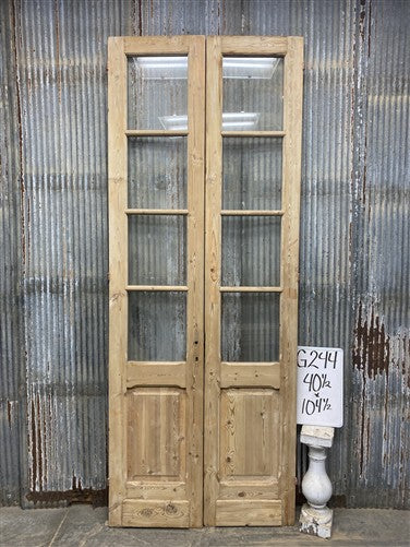 Antique French Double Doors (40.5x104) 4 Pane Glass, European Reclaimed G244