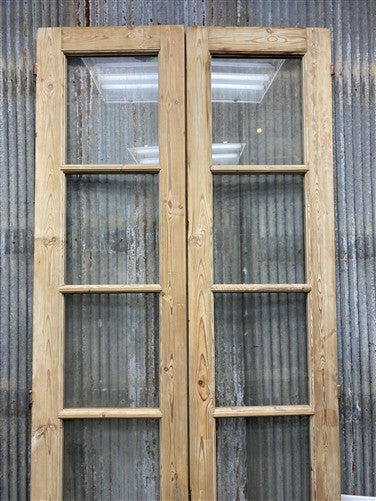 Antique French Double Doors (40.5x104) 4 Pane Glass, European Reclaimed G244