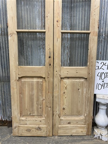 Antique French Double Doors (40.5x104) 4 Pane Glass, European Reclaimed G244