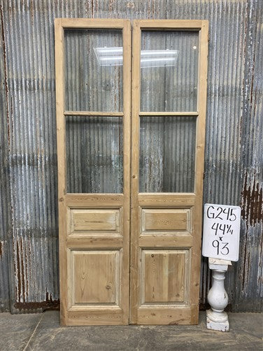 Antique French Double Doors (44x93) 2 Pane Glass, European Reclaimed G245