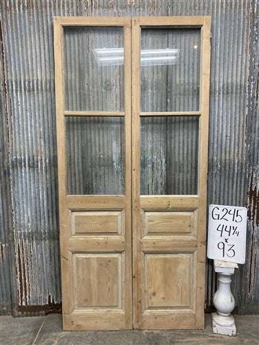 Antique French Double Doors (44x93) 2 Pane Glass, European Reclaimed G245