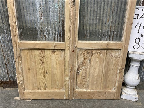 Antique French Double Doors (44x83) 2 Pane Glass, European Reclaimed G247