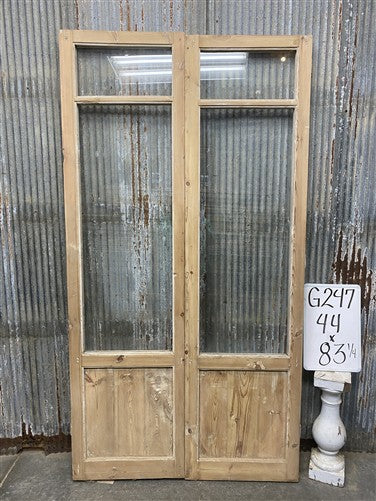 Antique French Double Doors (44x83) 2 Pane Glass, European Reclaimed G247