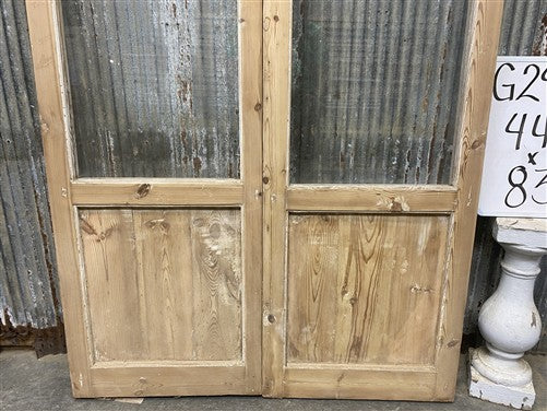 Antique French Double Doors (44x83) 2 Pane Glass, European Reclaimed G247