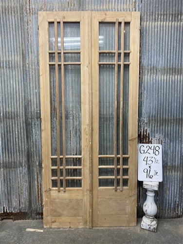 Antique French Double Doors (43.5x96.5) 18 Pane Glass, European Reclaimed G248