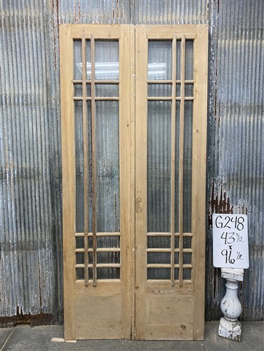 Antique French Double Doors (43.5x96.5) 18 Pane Glass, European Reclaimed G248