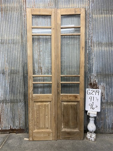 Antique French Double Doors (41x96.5) 5 Pane Glass, European Reclaimed G249