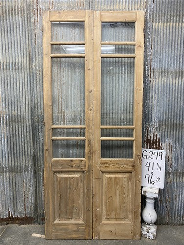 Antique French Double Doors (41x96.5) 5 Pane Glass, European Reclaimed G249
