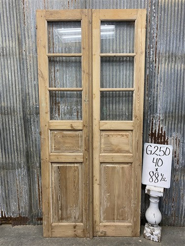 Antique French Double Doors (40x88.5) 3 Pane Glass, European Reclaimed G250