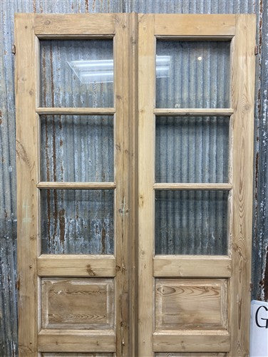 Antique French Double Doors (40x88.5) 3 Pane Glass, European Reclaimed G250