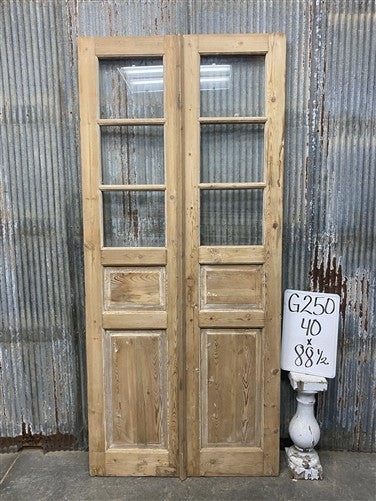 Antique French Double Doors (40x88.5) 3 Pane Glass, European Reclaimed G250