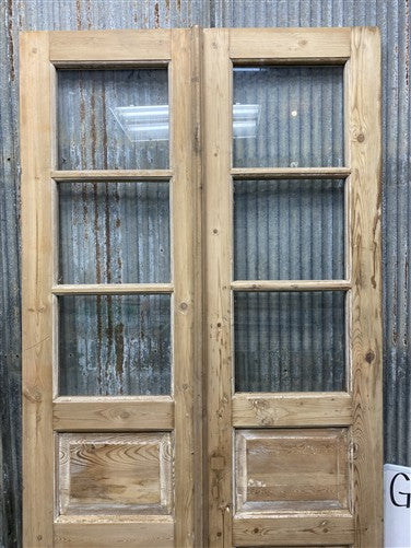 Antique French Double Doors (40x88.5) 3 Pane Glass, European Reclaimed G250