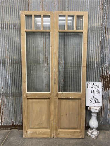 Antique French Double Doors (41.75x83.5) 4 Pane Glass, European Reclaimed G251