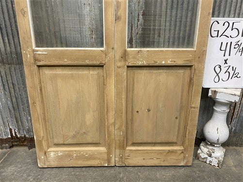 Antique French Double Doors (41.75x83.5) 4 Pane Glass, European Reclaimed G251