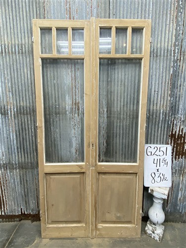 Antique French Double Doors (41.75x83.5) 4 Pane Glass, European Reclaimed G251