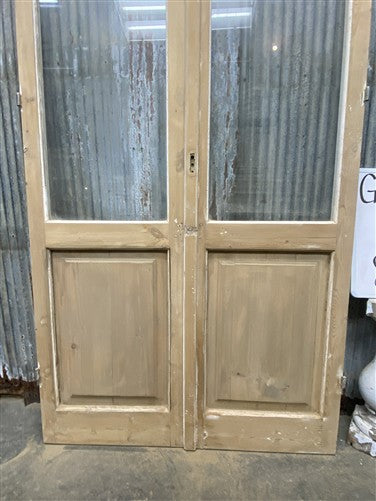 Antique French Double Doors (41.75x83.5) 4 Pane Glass, European Reclaimed G251