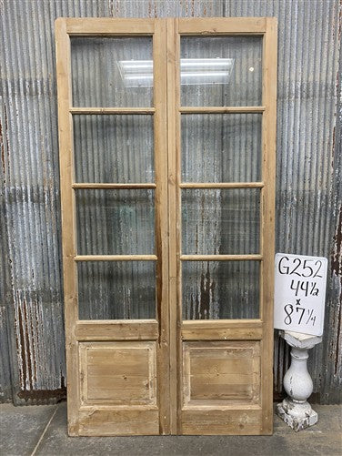Antique French Double Doors (44.5x87) 4 Pane Glass, European Reclaimed G252