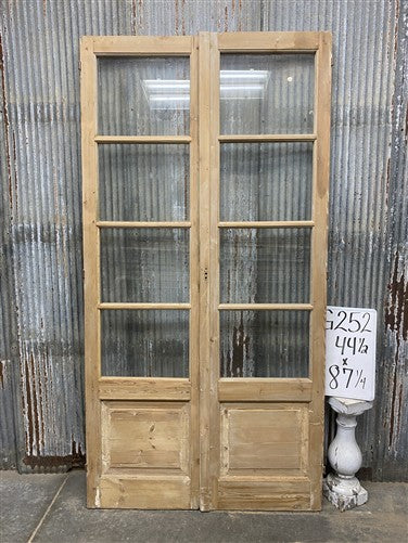 Antique French Double Doors (44.5x87) 4 Pane Glass, European Reclaimed G252