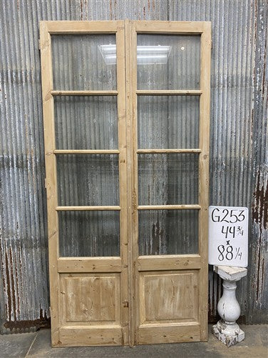 Antique French Double Doors (44.75x88) 4 Pane Glass, European Reclaimed G253