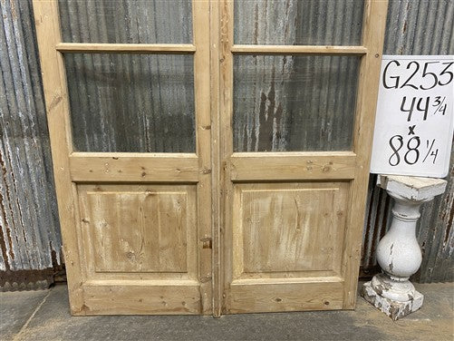 Antique French Double Doors (44.75x88) 4 Pane Glass, European Reclaimed G253