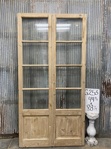 Antique French Double Doors (44.75x88) 4 Pane Glass, European Reclaimed G253