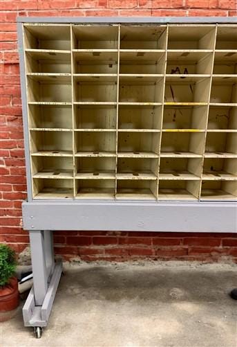 Hardware Store Cabinet, Railroad Post Office Mail Sorter, Bolt Bin, Cubbyhole, A