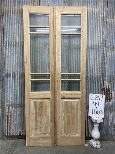 Antique French Double Doors (44x100.5) 5 Pane Glass, European Reclaimed G254