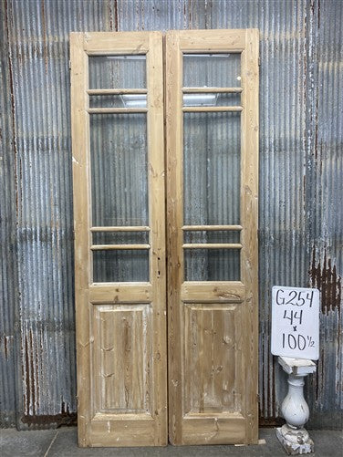 Antique French Double Doors (44x100.5) 5 Pane Glass, European Reclaimed G254